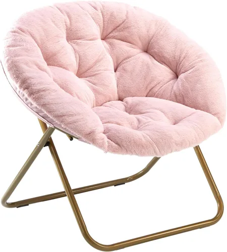 Miniatura 11 de Sweetcrispy Silla Cómoda para Adultos, Silla Plegable para Sala de Estar, Sillón Suave de Pelo Sintético para Dormitorio, Silla de Lectura Cómoda