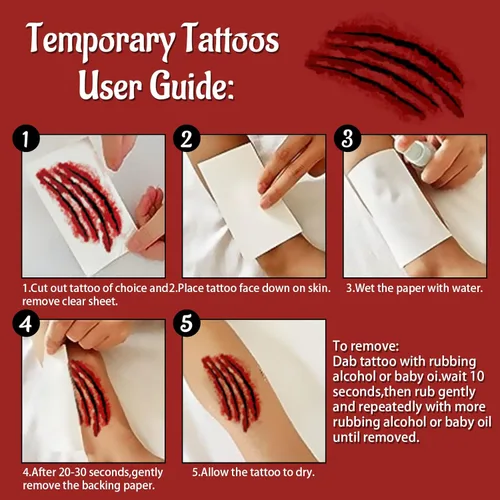 Miniatura 6 de 265 piezas de 40 hojas de tatuajes temporales de cicatrices falsas, de terror, realista, para heridas, maquillaje de cara y cuerpo, calcomanías