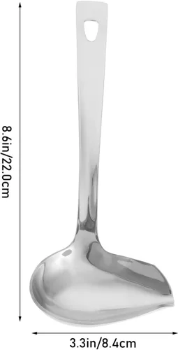 Miniatura 2 de OSALADI Cuchara de aceite de acero inoxidable de 8.26 pulgadas, cucharón forjado de una sola pieza para salsa de sopa y aderezo para servir
