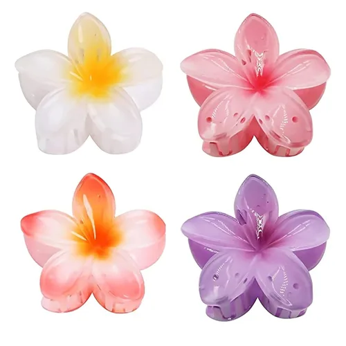 Miniatura 7 de GQLV Pinzas de garra para el cabello con flores - 4 piezas para cabello grueso, fuerte agarre antideslizante, hawaianas, pinzas grandes y bonitas