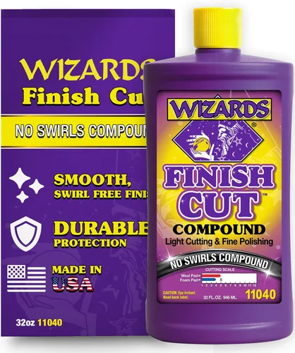 Wizards Compuesto de Corte de Acabado - Nivela Rayones e Ilumina Acabados Opacos - Fácil Limpieza para Corrección de Pintura Automotriz y de Autos -