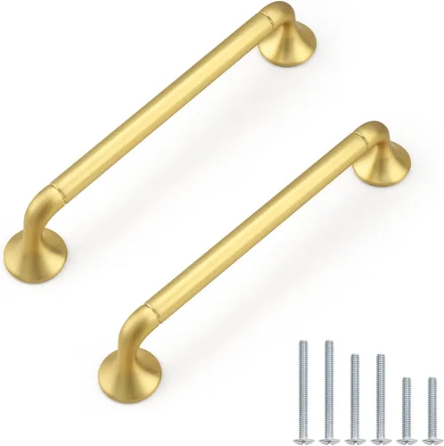 Miniatura 11 de Paquete de 5 manijas de gabinete de cocina doradas de 3 pulgadas/2.992 in, aleación de zinc maciza, tiradores de gabinete de latón para arco y arco