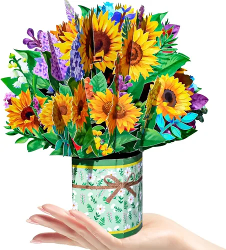 Miniatura 7 de Tarjetas de felicitación de ramo de flores de papel, tarjetas de felicitación emergentes 3D con tarjeta de notas y sobre para el día de la madre