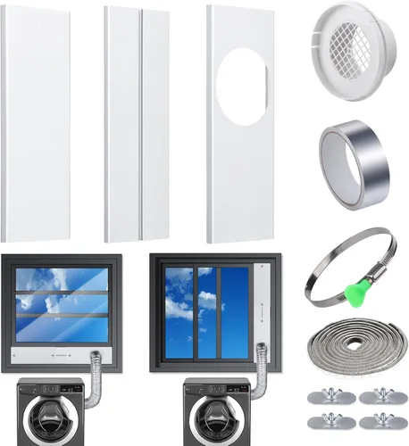 Miniatura 12 de Kit de ventilación para secadora de ventana Estoder con manguera de ventilación de secadora de 4 pulgadas y 10 pies, kit universal de ventilación