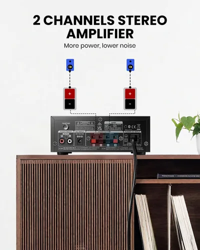 Miniatura 6 de Moukey Amplificador de audio para el hogar, receptores estéreo de 2.0 canales con Bluetooth 5.3, control remoto de funciones completas, FM, RCA