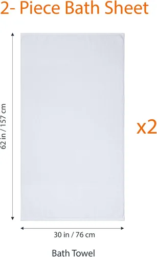 Miniatura 5 de Amazon Basics 2 toallas de baño de gran tamaño de secado rápido, 100% algodón, color blanco, de 62 x 30 pulgadas