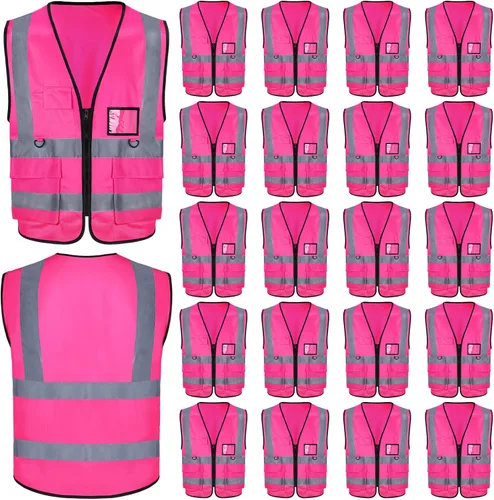 Miniatura 8 de EBOOT 20 Pcs Vests High Visibility Reflective Vest Safety Neon Bright Work Construction Vest with Pockets Reflective Strips (Fluorescent Green)