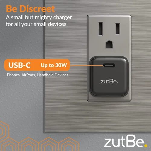 Miniatura 3 de zutBe Cargador de pared USB-C de 30 W, carga rápida PD PPS para iPhone 17, 16/15/14/13 Pro Max, Galaxy S23/S22, Pixel 8/7, iPad Pro/Mini