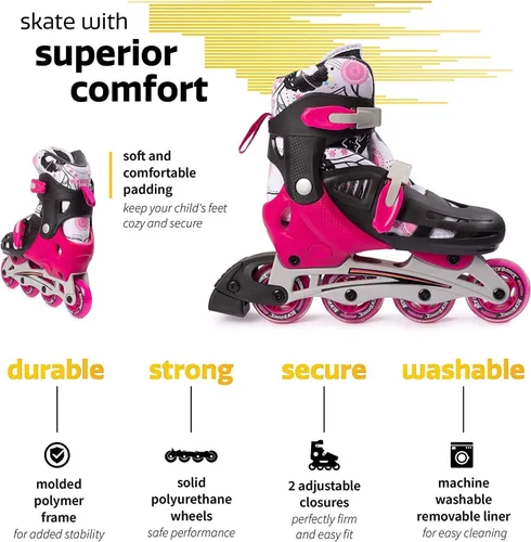 Miniatura 8 de New-Bounce - Patines en línea para niñas y niños, patines ajustables para exteriores para niños de 8 a 12 años para principiantes y avanzados