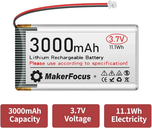 Miniatura 7 de 2 piezas 3.7V 3000mAh Batería recargable de polímero de litio 1S LiPo con placa de protección, cinta de goma aislante y conector JST 1.25 para placa