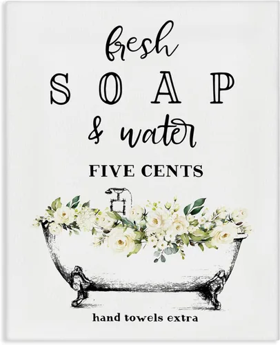 Miniatura 12 de Stupell Industries Diseño de palabras para baño con crucigramas para teléfono, arte en lienzo, 30 x 40 pulgadas, fácil de colgar y resistente