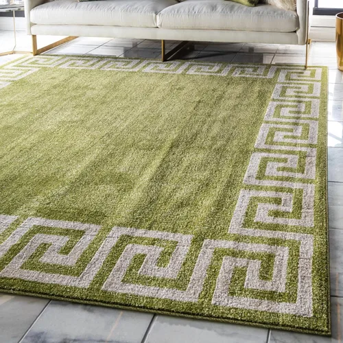 Miniatura 28 de Unique Loom Athens Collection - Alfombra clásica geométrica con diseño de borde moderno, 2 x 3 pies, color carbón/beige