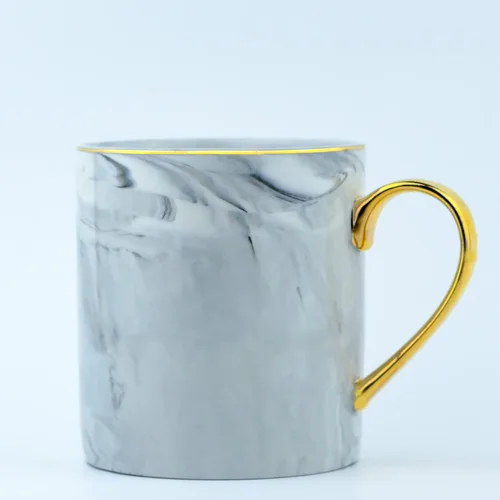 Taza de café de mármol de 14 onzas, taza para los amantes, tazas de té de cerámica con mango dorado, taza de cerámica novedosa para el hogar y la