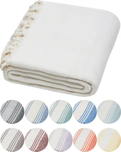 Miniatura 30 de DEMMEX Organic Diamond - Toalla turca de baño y playa 100% algodón turco certificado Oeko-TEX, ultra suave, de secado rápido, ligera, toalla