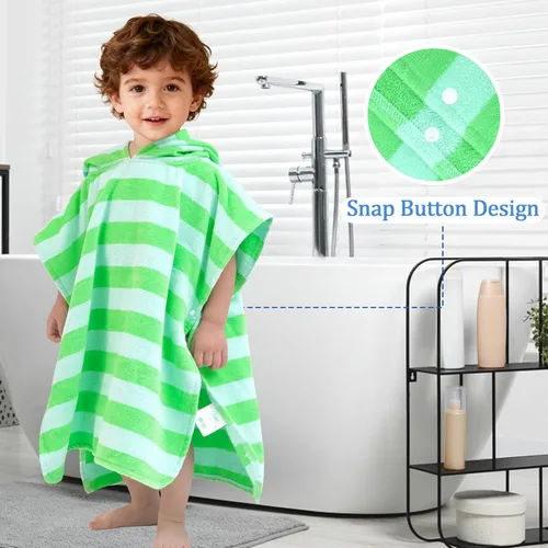 Miniatura 4 de Toallas tipo poncho con capucha para niños pequeños, de gran tamaño (2-4 años, 22 x 22 pulgadas), hechas de 100% algodón suave, toallas absorbentes