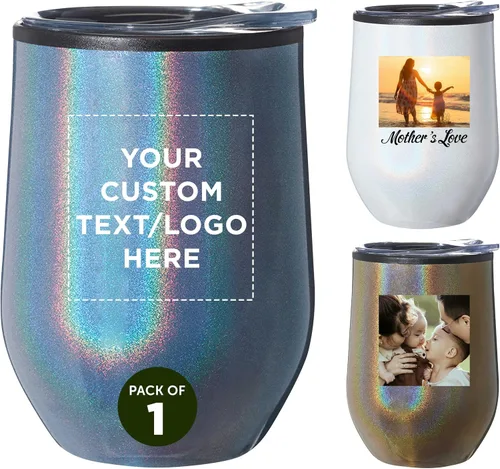 Miniatura 14 de DISCOUNT PROMOS Vasos de vino personalizados sin tallo de 12 onzas, juego de 6/12/24, paquete a granel personalizado, aislados, perfectos para vino