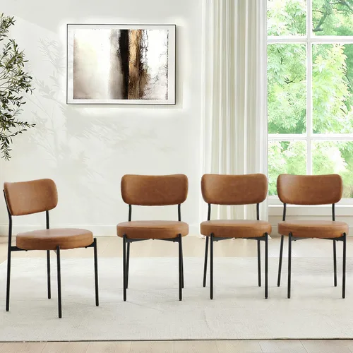 Miniatura 38 de Juego de 2 sillas de comedor negras Stabrech, sillas de comedor con respaldo curvo, sillas de comedor modernas de bouclé tapizadas para la sala