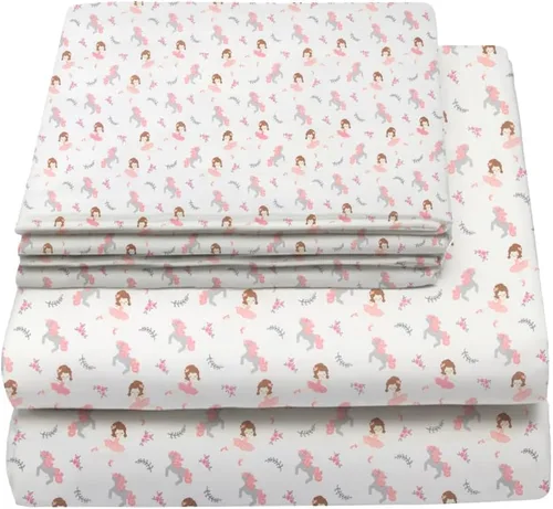 Miniatura 29 de Juego de sábanas tamaño individual para niños y niñas, sábanas para niños, linda sábana de cama, incluye sábana plana, ajustable y funda de Azul