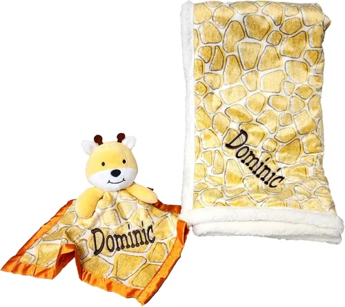 Miniatura 8 de SONA G DESIGNS Juego de manta de seguridad personalizada para bebé con nombre bordado personalizado para bebés niños y niñas