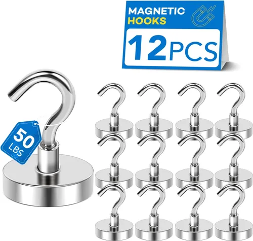 Miniatura 13 de LOVIMAG - Ganchos magnéticos de 120 libras de alta resistencia, ganchos magnéticos de neodimio fuertes para el hogar, cocina, lugar de trabajo