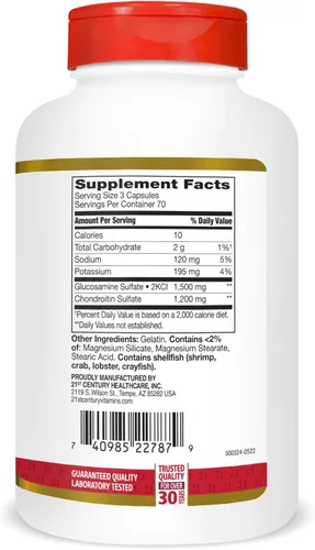 Miniatura 7 de 21st Century Glucosamina Condroitina 500/400mg - Doble Fuerza, cp 210 Recuento