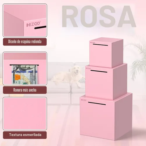 Miniatura 3 de hizgo Alcancía rosa para adultos, alcancía de acero inoxidable para adultos/niños, debe romperse para abrir, caja de ahorro de dinero sin abrir