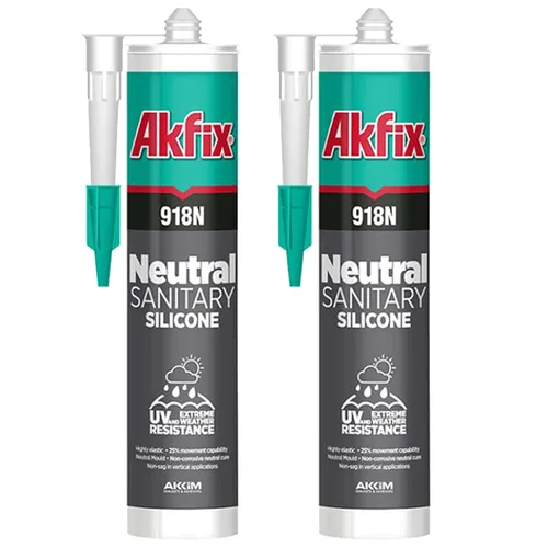 Miniatura 14 de Akfix 905N - Calafateo de silicona transparente 100% para construcción y construcción (12 x 10.5 onzas líquidas), sin disolventes, bajo olor