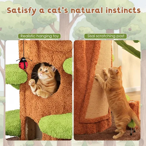 Miniatura 4 de NUNU LAB Árbol para gatos de 90.5 pulgadas de alto – Torre grande de árbol mágico para gatos con postes rascadores de sisal, escondite lateral