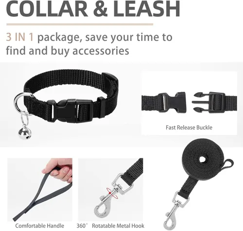 Miniatura 4 de PUPTECK Juego de arnés ajustable para perro, collar y correa sin tirones, arnés para mascotas para perros pequeños y medianos, cachorros y gatos