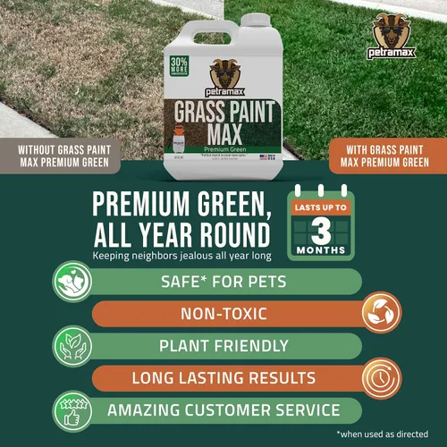 Miniatura 5 de Pintura de Césped PetraMax Max para Césped - Mantiene el Césped Verde Perfecto, Aerosol para Césped y Arbustos, Aerosol Verde, Pintura para Usar