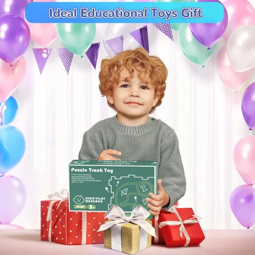 Miniatura 7 de Rompecabezas de Piso de Plástico para Niños con Coche de Juguete de Avión, Conjunto de Juego de Coches de Pista con Rompecabezas, Juguetes