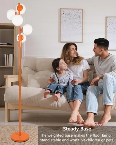 Miniatura 6 de Lightdot Lámpara de pie rosa de 63 pulgadas, moderna lámpara de pie de globo de mediados de siglo con bombillas LED de 3000 K incluidas