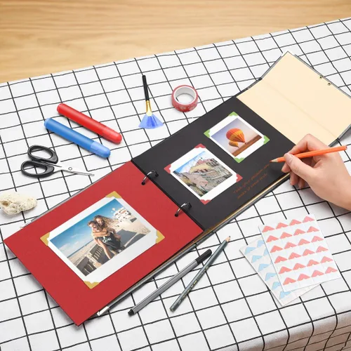 Miniatura 5 de Álbum de recortes Firbon hecho a mano DIY álbumes de fotos familiares álbum de memoria para parejas libro de recortes de página negra para Negro
