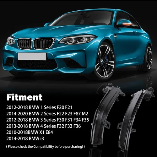 Miniatura 7 de Luces LED dinámicas secuenciales de giro para BMW F30 F32 F36 F22 X1 i3 BMW 1/2/3/4 Series ahumado secuencial marcador lateral intermitente lámpara