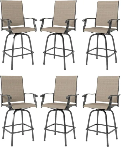 Miniatura 22 de Juego de 4 taburetes de bar para exterior de MFSTUDIO, sillas giratorias de patio con altura de barra, barras de bar de patio con respaldo alto