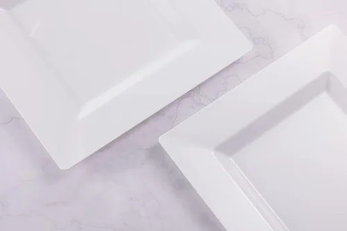 Miniatura 8 de BloominGoods 100 platos cuadrados desechables de plástico blanco, paquete de 100 platos cuadrados de plástico de 6.5 y 10 pulgadas de alta calidad