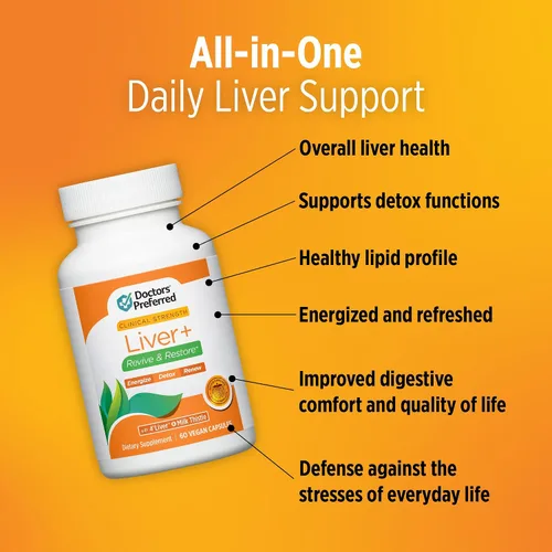 Miniatura 4 de DOCTORS' PREFERRED Liver+ Revive & Restore Fórmula 10 en 1 con hígado y cardo mariano de 4 pies clínicamente validados 60 cápsulas