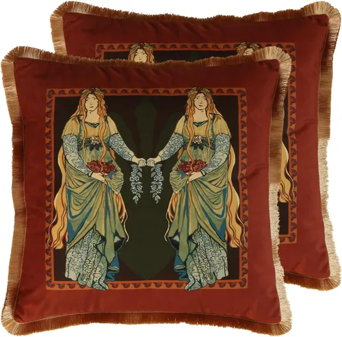 Miniatura 10 de patdrea Fundas de almohada de terciopelo vintage de diseño 18x18 pulgadas, colección de personajes de civilizaciones antiguas, fundas cuadradas