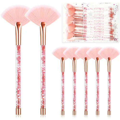 Miniatura 10 de Nuenen 12 cepillos faciales suaves para abanicos, aplicadores de ácido para barro, crema, rubor, maquillaje, cáscara, glicólico, multiuso, Dorado