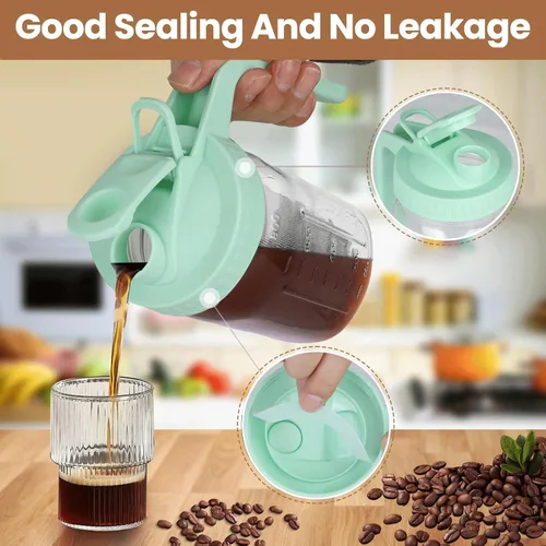 Miniatura 3 de Máquina para café de filtro frío, jarra de albañil de 32 onzas con filtro de acero inoxidable, tapa con asa de salida, vidrio resistente hermético