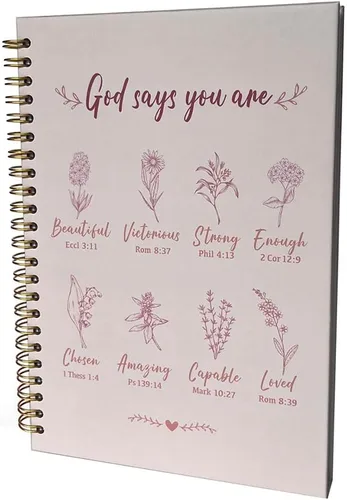 Miniatura 8 de Cuadernos cristianos en espiral para mujeres - Diario de oración para estudio bíblico con "Dios dice", 140 páginas, cuaderno de materias de tapa