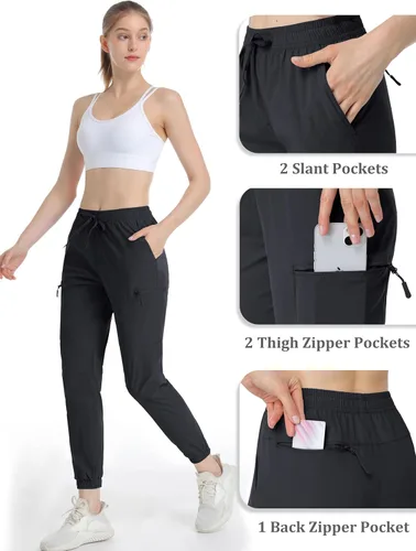 Miniatura 4 de MAGCOMSEN Pantalones deportivos de senderismo para mujer, resistentes al agua, ligeros, de secado rápido, pantalones deportivos de viaje y campamento