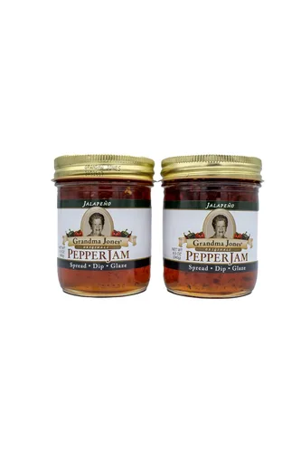 Grandma Jones Originals - Paquete de 2 jalea de pimienta (tarros de 8 onzas, viene en 8 sabores) (Jalapeño)