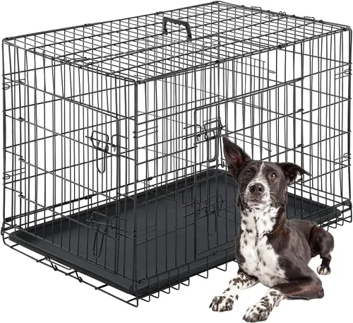 Miniatura 23 de FDW Jaula para perros con doble puerta, jaula plegable de alambre de metal de 36 pulgadas con bandeja extraíble y panel divisor, jaula para mascotas