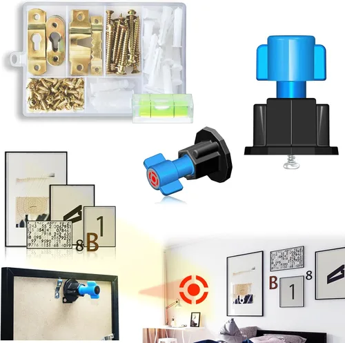 Kit para colgar cuadros con marcador de ojo de cerradura - Herramienta de fijación de marcos de fotos y tornillos para colgar cuadros, tornillos de