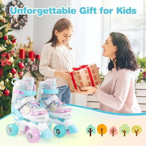 Miniatura 5 de BABY JOY Patines de ruedas de mariposa, 4 tamaños ajustables para niñas, adolescentes y adultos de 5 a 8 a 13 años o más, con ruedas iluminadas