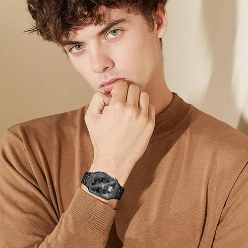 Miniatura 5 de MioHHR Correa de Acero Inoxidable para Reloj con Estuche Compatible con Correas de Apple Watch 40/41 mm, Correa Resistente con Cubierta Protectora