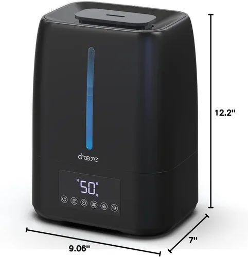 Miniatura 9 de Humidificador ultrasónico de 6L con llenado superior - Niebla fría y cálida para dormitorio, bebé, habitaciones grandes y plantas, control Negro