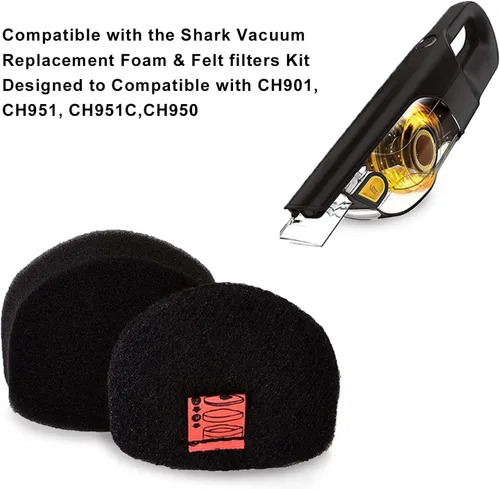 Miniatura 4 de SaferCCTV Paquete de 2 filtros de espuma y fieltro de repuesto compatibles con Shark UltraCyclone Pro aspiradora de mano inalámbrica CH901 CH950