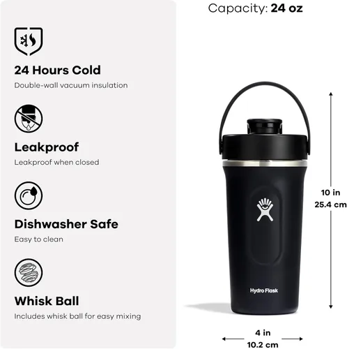 Miniatura 7 de Hydro Flask Botella agitadora – Botella de gimnasio de acero inoxidable aislada para preentrenamiento y proteína 24 onzas Agave Verde